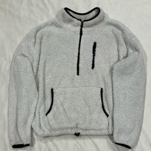 Xl White Sherpa Fleece Plush Full Zip Up Jacket 🧥